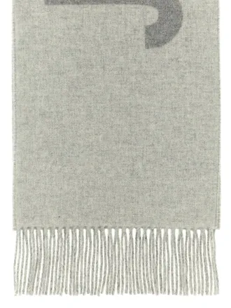 Jacquemus Intarsia Logo Virgin Wool Scarf - Gray
