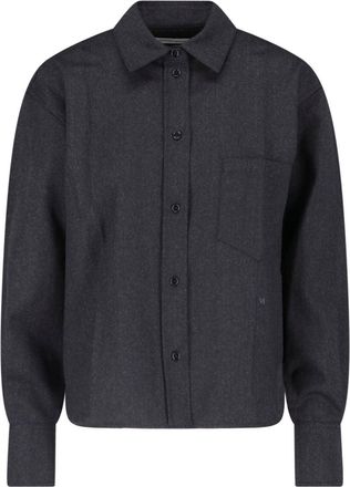 Victoria Beckham Classic Button-Down Shirt with Embroidered Initials