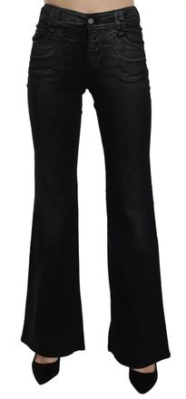 John Galliano Zwarte Gewassen Hoge Taille Uitlopende Denim Casual Broek Jeans