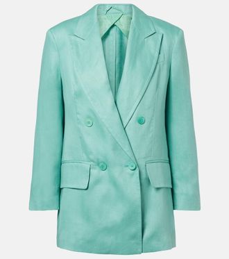 Max Mara Olimpia double-breasted herringbone linen blazer