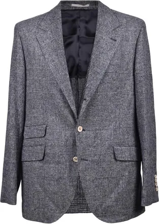 Brunello Cucinelli Denim Check Wool Blend Suit, Brand Size 48 (US Size 38)