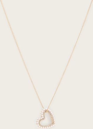 AllSaints Womens Brass Vida Beaded Heart Pendant Necklace, Size: One Size