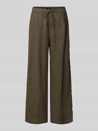 OPUS Wide Leg Leinenhose mit elastischem Bund Modell Mileni in Oliv, Gr&ouml;&szlig;e 34