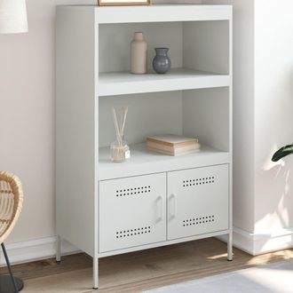 Berkfield Home Highboard White 68x39x113 cm Steel | Size: 68 x 39 x 113 cm