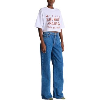 Balmain T-shirt with Balmain Plage print in White at Nordstrom, Size Xx-Large