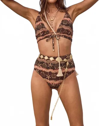 SPELL Mermaid Cove High Waisted Bikini Bottom In Espresso