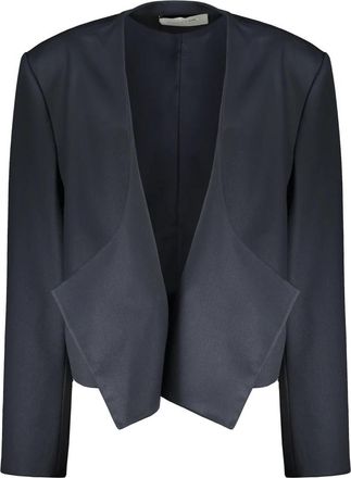 Low Classic Gestructureerde Wollen Blend Blazer - Dames - Blazers - Blauw - L - Wol - Jassen
