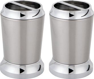 iDesign Stainless Steel Toothbrush Holder - Set of 2 - Brushed/Chrome in Brushed/chrome Split Finish at Nordstrom