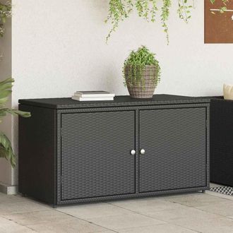 vidaXL Armario De Almacenaje De Jard&iacute;n Rat&aacute;n Pe Negro 110x55x60,5 Cm Vidaxl