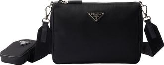 Prada FW25 Re-Nylon and Saffiano Leather Shoulder Bag Black 2VH113-2DMH-F0002