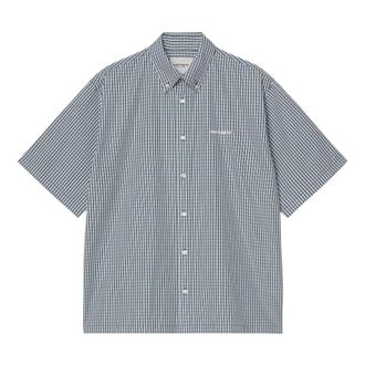 Carhartt Work in Progress SS Groff Shirt - male - Carhartt Wip - Short Sleeve Shirts - Blue - S - Shirts
