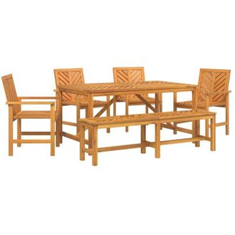 vidaXL Vidaxl - Conjunto De Comedor De Jard&iacute;n 6 Pcs Marr&oacute;n 150 X 90 X 74 Cm
