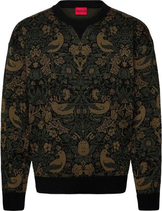 HUGO BOSS Hugo Mens Sorris Relaxed Fit Tapestry Sweater, Black