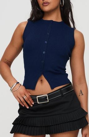Princess Polly Suzu Button-Up Tank in Navy at Nordstrom, Size 2