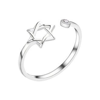Generic Star Of David Zircon Ring For Women Magen David Adjustable Wiccan Jewelry Elegant (A, One Size)