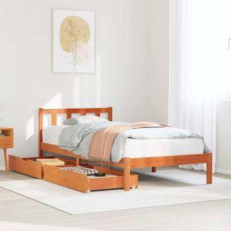 vidaXL Estructura De Cama Sin Colch&oacute;n Madera Maciza Marr&oacute;n 90x190 Cm Vidaxl