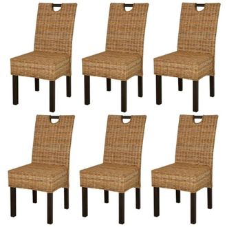 vidaXL Vidaxl - Dining Chair 6 pcs Kubu Rattan Mango Wood