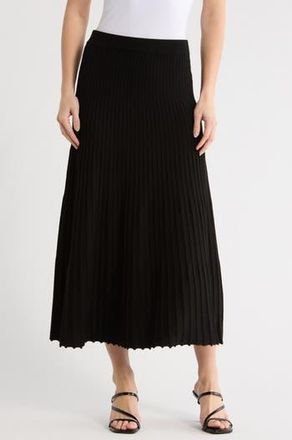 Max Studio Pleated Sweater Midi Skirt in Black-Black at Nordstrom Rack, Size X-Large