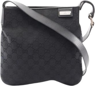 Gucci Pre-owned Canvas Cross Body Bag - Dames - Vintage Schoudertas - Zwart - ONE Size - Leer - Vintage