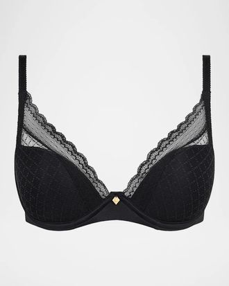 Chantelle Magique Minimize Lace-Trim Satin Bra