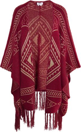 Usha Gebreide cape Dames Donkerrood goud