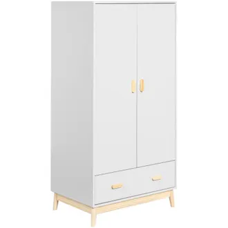 Mobili Rebecca Mobili Rebecca - Armadio Aegle 175x80x55 mdf Pino Bianco Marrone Scandinavo Da Montare