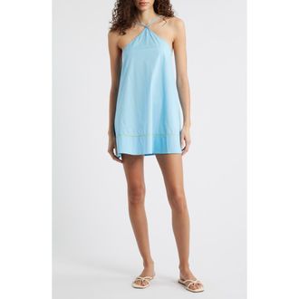 Solid & Striped The Grace Stretch Cotton Poplin Dress in Ocean Mist at Nordstrom, Size X-Large