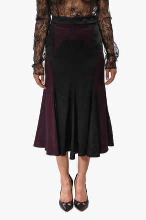Off-white Gonna Midi Svasata in Satin Bicolore Off-White