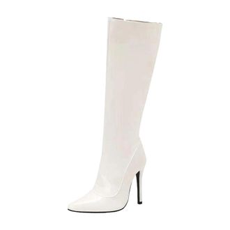 Generic Womens Sexy Knee High Boots Pointed Toe Super High Stiletto Heel With Side Zipper For Parties And Dating Events