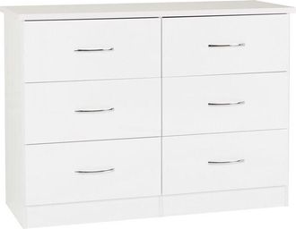 Seconique Seconique - Nevada 6 Drawer Chest - L46 x W120 x H89.5 cm - White Gloss