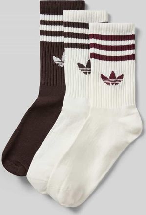 adidas Originals Socken mit Label-Print im 3er-Pack in Mittelbraun, Gr&ouml;&szlig;e 40-42
