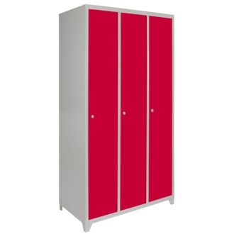 MonsterShop Metal Storage Lockers - Three Doors Wide, Red
