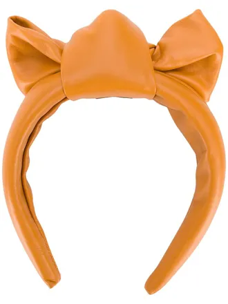 Red(v) bow-detail leather headband - Brown