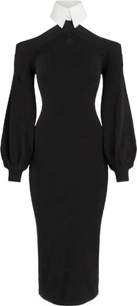 Karl Lagerfeld Cold Shoulder Gebreide Jurk - Dames - Kleedjes - Zwart - M - Wol - Kleedjes
