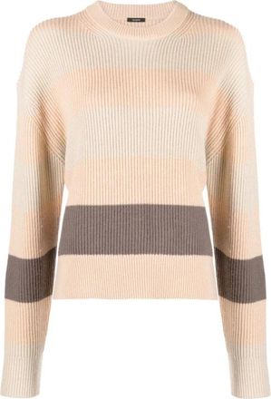 Joseph Beige Kasjmier Katoen Casual Trui - Dames - Ronde hals truien - Beige - XS - Katoen - Truien & Vesten