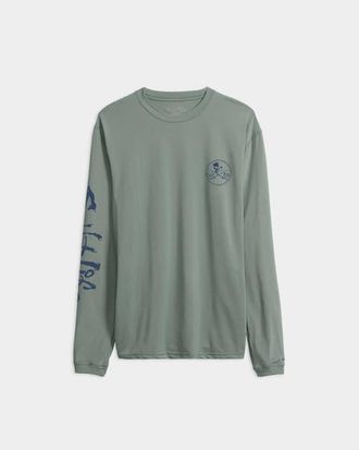 Salt Life Skull and Poles Long Sleeve SLX Performance Tee in Sagebrush Heather at Nordstrom, Size Small