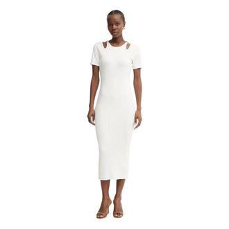 Fracomina Abito Midi con Cut-out e Catena - - Dresses - Donna - Bianco - M