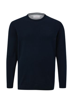 s.Oliver Strickpullover, Herren, Gr. 5XL, navy, Strick, Obermaterial: 100% Baumwolle, S.OLIVER MEN BIG SIZES, bestickt, unifarben, normal h&uuml;ftbedeckend, Rundha