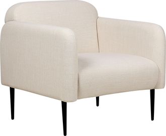 Beliani Beliani - Sill&oacute;n Asiento Silla Retro Art Deco Tela Lino Patas Metal Sala De Estar Beige Y Negro Stouby