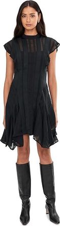 AllSaints Fleur Texture Dress Womens Dress Black : UK 16 (US Womens 12), Polyester