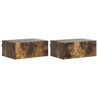 vidaXL Mesita De Noche De Pared 2 Pcs Roble Ahumado 49 X 34,5 X 20 Cm Vidaxl