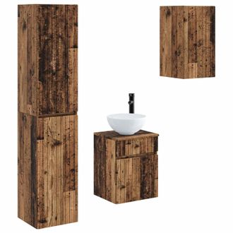 vidaXL Juego De Muebles De Ba&ntilde;o 3 Uds. Madera Envejecida Vidaxl