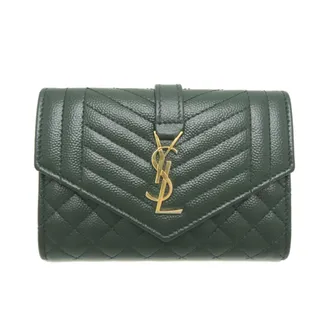 Saint Laurent Dark Green Leather Wallet (Bi-Fold) (Pre-Owned)