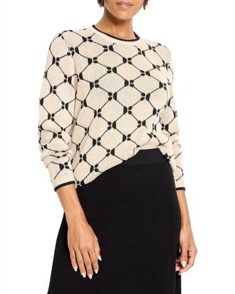 Nic+Zoe Geo Argyle Doubleknit Sweater In Neutral Multi