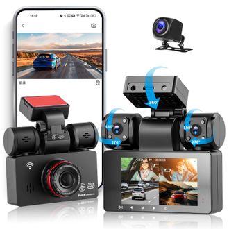 OEM C&aacute;mara De Salpicadero 2k Para Coche, Frontal Y Trasera, 4 Canales, 360 Grados, Pantalla De 3 Pulgadas Con Aplicaci&oacute;n, Visi&oacute;n Nocturna Infrarroja, Grab