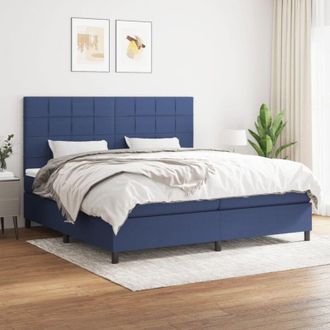vidaXL Vidaxl - Cama Box Spring Con Colch&oacute;n Tela Azul 200x200 Cm