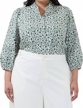 Sugarlips Bertie Button Down Curve Top - Plus In Green