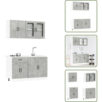 vidaXL The Living Store Set Mobili da Cucina 4 pz Lucca Grigio Cemento in Truciolato - Mobili da cucina in truciolato