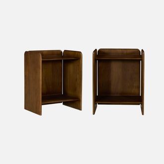 Sweeek Mesita De Noche Ex&oacute;tica De Madera De Acacia 2 Niveles, Set De 2