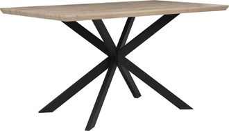 Beliani Mesa De Comedor Con Tapa De Madera Clara Patas De Metal Negro 140 X 80 Cm 6 Plazas Rectangular Industrial Spectra